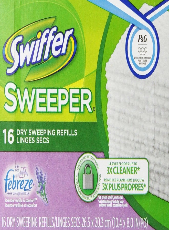 Swiffer Sweeper Dry Sweeping Cloths, Mop and Broom Floor Cleaner Refills, Febreze Lavender Vanilla and Comfort Scent, 16 Count - Image 1