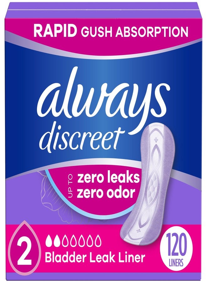 Always Discreet Incontinence Panty Liners for Bladder Leaks, Size 2, Very Light Absorbency, 120 Count - Image 1