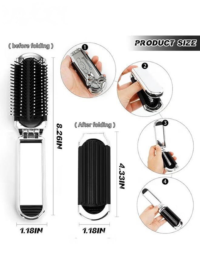 Folding comb with mirror - travel massage comb - portable comb - pocket-sized hair styling tool travel comb (Pudding Dog Silver) - Image 2