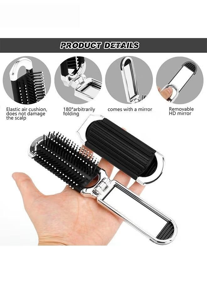 Folding comb with mirror - travel massage comb - portable comb - pocket-sized hair styling tool travel comb (Pudding Dog Silver) - Image 4