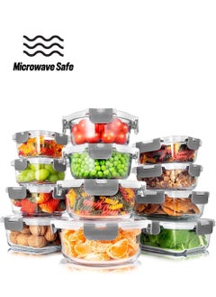 Piccasio 24Pcs Glass Lunch Box Set, Reusable Glass Food Container, Healthy Lunch & Snacks Box with Upgraded Snap Locking Lids, Leakproof, Dishwasher & Microwave Ovens Heating Box for Kids & Adults  - Image 1