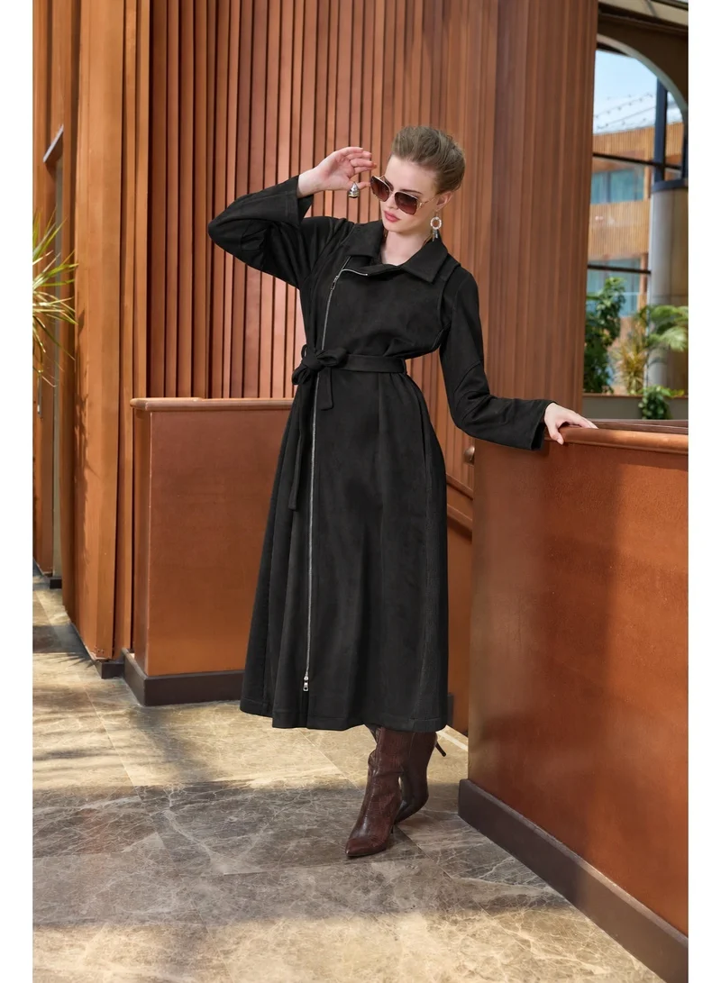 MissWhence Suede trench coat - Black