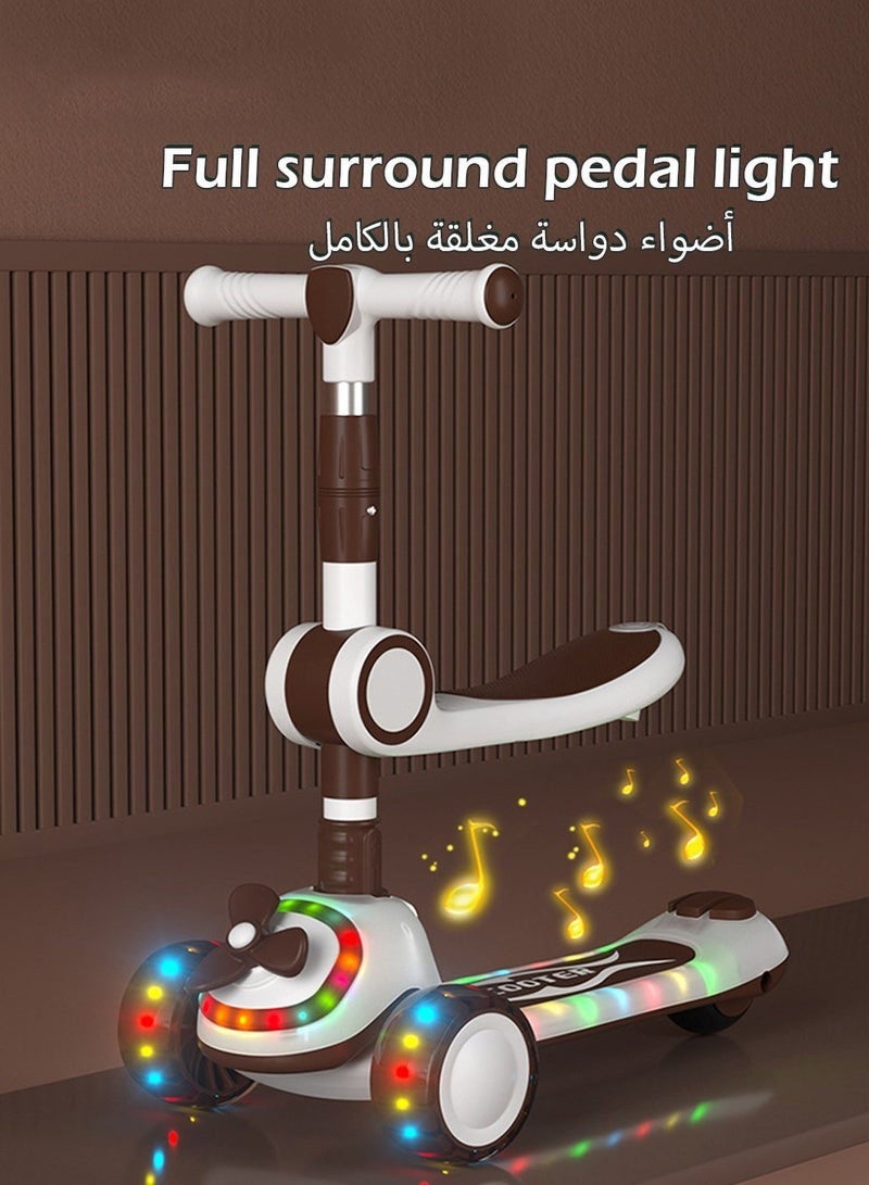 DURKU Foldable Kids Kick Scooter With Seat And Music, Height-Adjustable, Anti-Rollover Scooter For Boys And Girls - Image 2