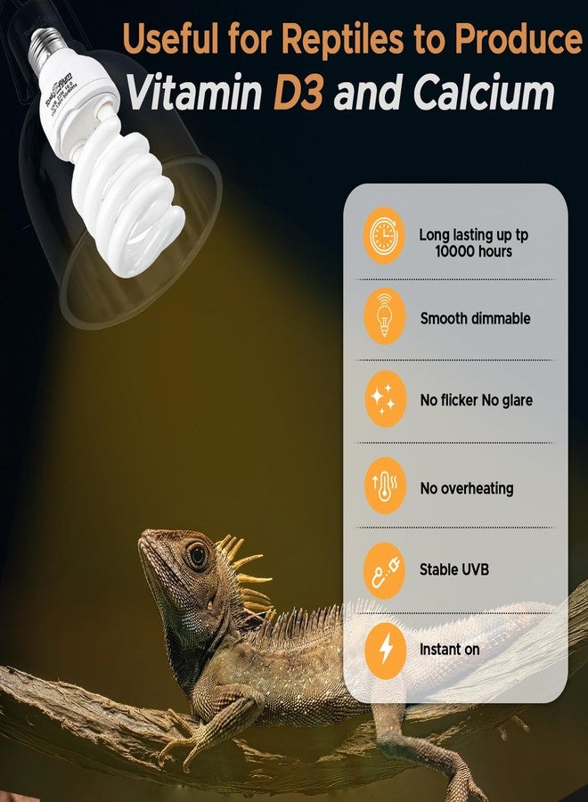 ToxiRium Reptile Lights 13 W UVA UVB 10.0 Energy Saving Reptile Heat Lamp UVB Bulb Spiral Compact Bulb Fit for Rainforest Type-2Pack Reptile/Snake/Lizard/Insect/Turtle/Tortoise - Image 3