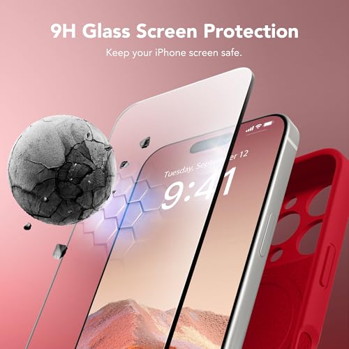 SuydanBox Magnetic for iPhone 16 Pro Max Case, Compatible with MagSafe, [Full Camera Protection][Screen Protector] Silicone Shockproof Protective Phone Case for iPhone 16 Pro Max 6.9", Deep Red - Image 5