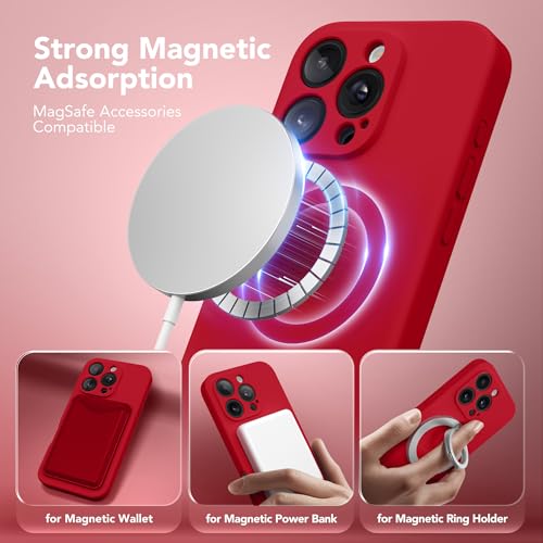 SuydanBox Magnetic for iPhone 16 Pro Max Case, Compatible with MagSafe, [Full Camera Protection][Screen Protector] Silicone Shockproof Protective Phone Case for iPhone 16 Pro Max 6.9", Deep Red - Image 2