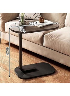 MIXDE C Shaped Side Table, Coffee Table, End Table Under Sofa Living Room Table Snack Laptop Holder Stable Metal Frame for Bedroom Office Sofa Bed Side Table, Easy to assemble (black&white)  - Image 2