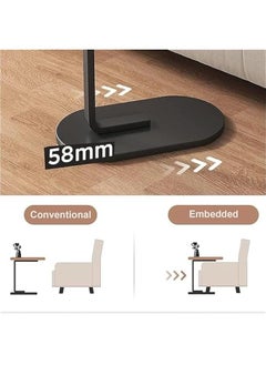 MIXDE C Shaped Side Table, Coffee Table, End Table Under Sofa Living Room Table Snack Laptop Holder Stable Metal Frame for Bedroom Office Sofa Bed Side Table, Easy to assemble (black&white)  - Image 4