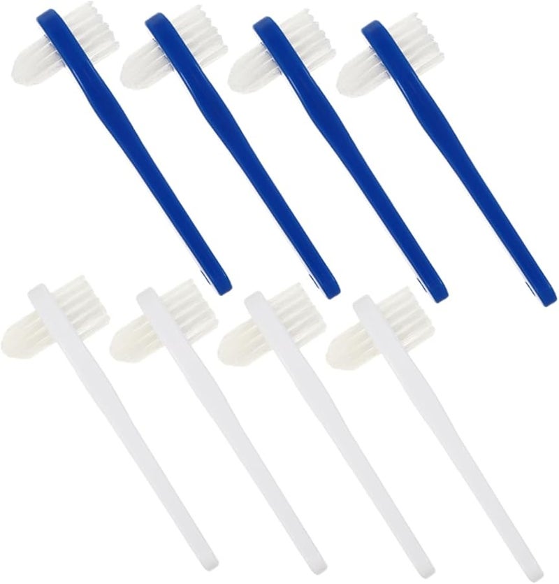 8Pcs Double Sided Denture Brush with Firm and Soft Bristles for False Teeth Cleaning - Image 1