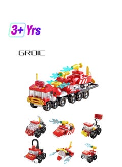 GROIC 6 In 1, 134 Pieces Firefighter Construction Building Block toy Set  - Image 1