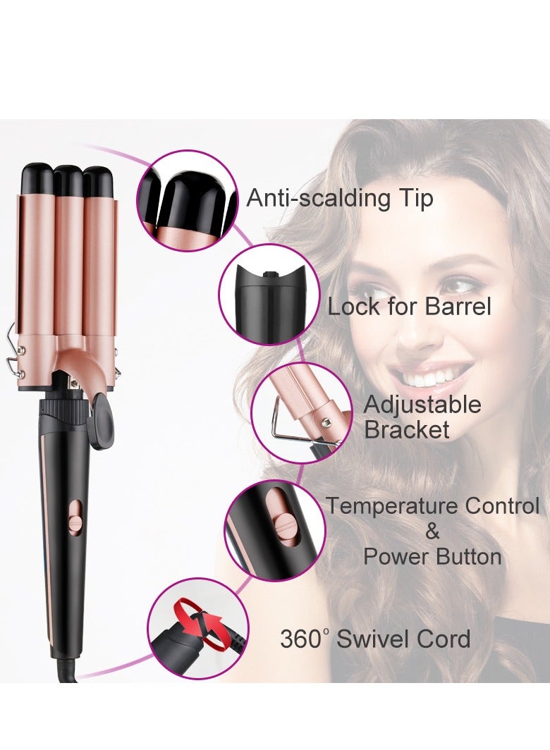 Curling Wand Set, 5 in 1 Curling Iron Set with 5 Interchangeable Curling Wand Ceramic Barrel(9-32mm), with Temperature Adjustment and Heat Up, Hair Curler Include Heat Resistant Glove - Image 2