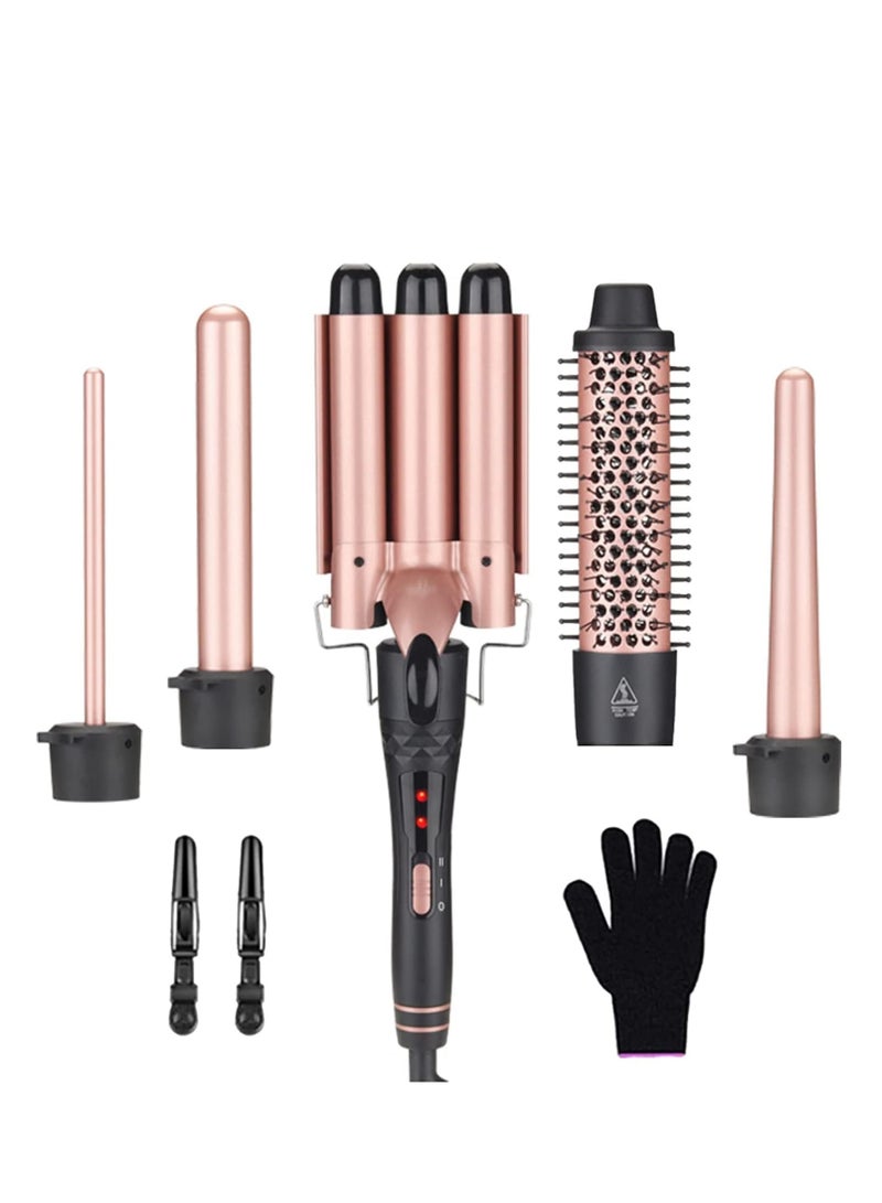 Curling Wand Set, 5 in 1 Curling Iron Set with 5 Interchangeable Curling Wand Ceramic Barrel(9-32mm), with Temperature Adjustment and Heat Up, Hair Curler Include Heat Resistant Glove - Image 1