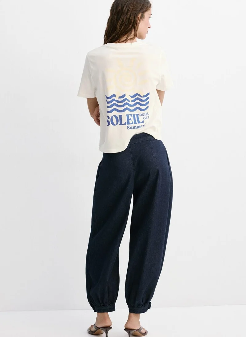 Mango Printed Cotton-Blend T-Shirt
