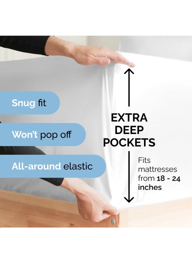 CGK Unlimited - Extra Deep Pocket Fitted Sheet Single Fitted Sheet Only Extra Deep Pockets Queen Size Sheets Fits 18 In To 24 In Mattress Extra Deep Queen Fitted Sheet Deep Pockets That Actually Fits - Image 1