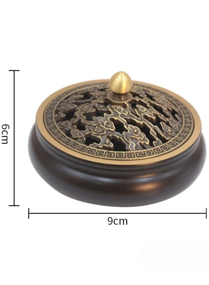 Brass Incense Burner with Cloud Pattern, Traditional Censer for Home Decor, Agarwood & Sandalwood Holder, Gift for Aromatherapy - Image 2