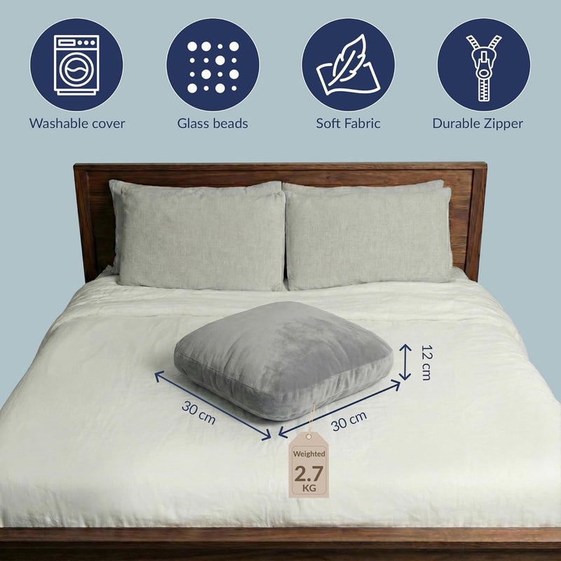 ODOXIA Weighted Pillow for Adults 2.7 KG | 30 * 30 CM | Sleep Better & Feel Calm | Weighted Body Pillow for Anxiety | Sleeping Hugging Pillows for Adults | Helps to Focus | Soft & Washable Cover - Image 5