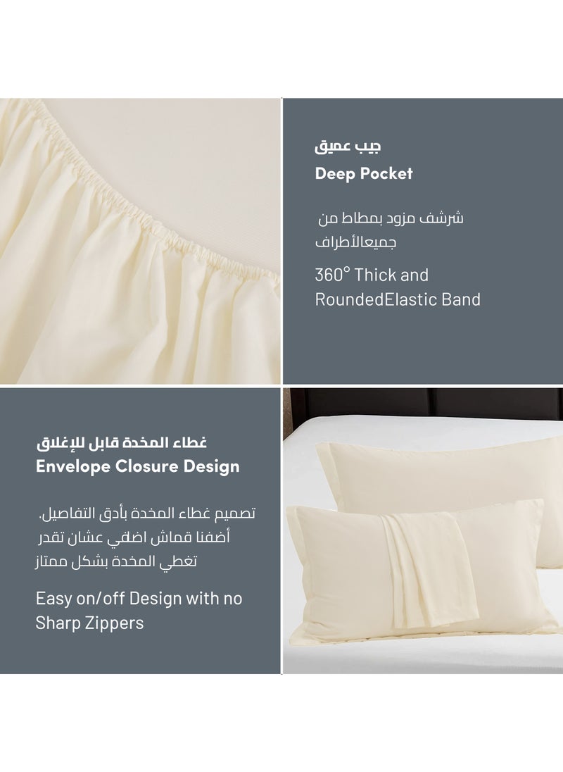 Donetella Bedding Fitted Sheet - Fits 200x200 Cm For Super King Bed - 3 Pcs (1 Fitted Sheet and 2 Pillowcases) - 35 Cm Deep Pocket - Solid Bed Sheet  - Image 5