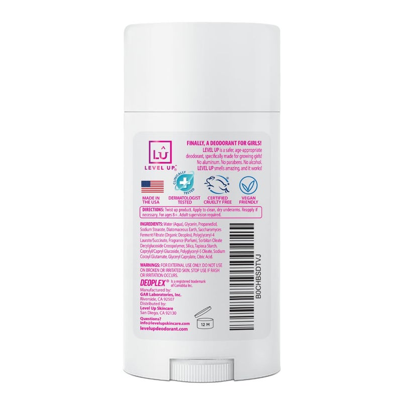 Level Up Girls Deodorant: Aluminum-Free, Alcohol-Free, Paraben-Free, 24 Hr Odor Protection, Clean Fresh Scent, Kids & Tweens, Made in the USA - Image 2