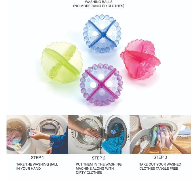 ImegaZ Plastic Washing Machine Ball Laundry Dryer Ball Durable Cloth Cleaning Balls Multicolour 8 Pcs - Image 5