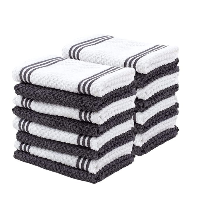 SIMPLIMAGIC COTTON TERRY KITCHEN DISHCLOTH TOWELS 18 PACK 12 IN X 12 IN