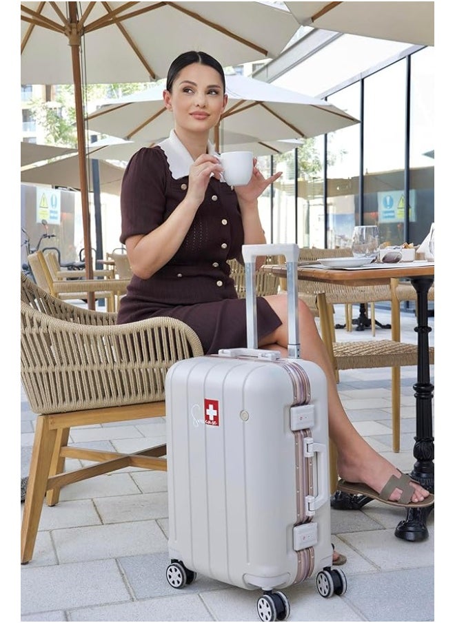 SWISSCASE - V801 Carry On Suitcase, 20-Inch, Aluminium Frame, Double Spinner Wheels, Disert - Image 1