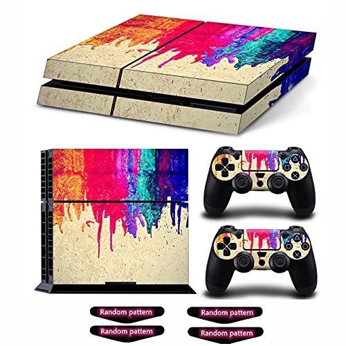 Oiokew Decal Skin for Ps4, Whole Body Vinyl Sticker Cover for PlayStation 4 Console and Controller (Include 4pcs Light Bar Stickers) (PS4, Paint) - Image 1