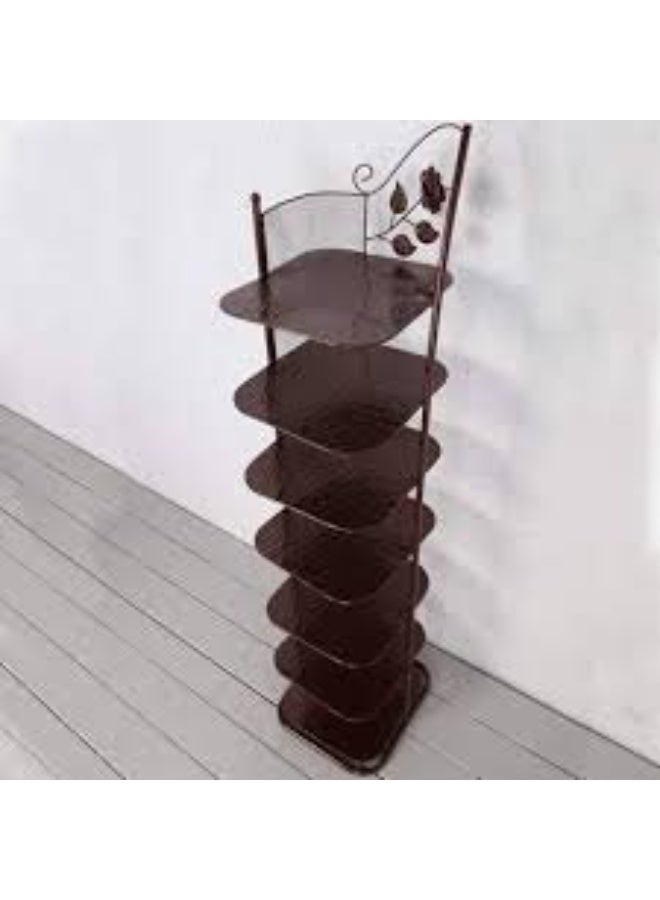 Small, narrow metal shoe rack designed for tight spaces like entryways or corners. - Image 1