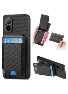 erorex For Realme C67 4G Carbon Fiber Vertical Flip Wallet Stand Phone Case(Black) 