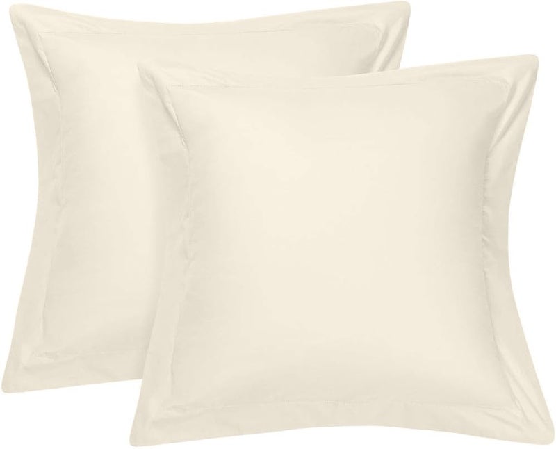 Cotton Delight Cotton Delight 100 ٪ وسادة القطن الطبيعية مجموعة من 2 العاج يورو شامز 28x28 وسادة غطاء وسادة غطاء اليورو حجم  - Image 1
