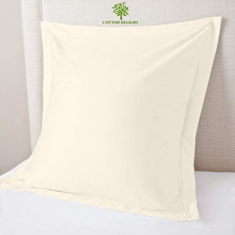 Cotton Delight Cotton Delight 100 ٪ وسادة القطن الطبيعية مجموعة من 2 العاج يورو شامز 28x28 وسادة غطاء وسادة غطاء اليورو حجم  - Image 3