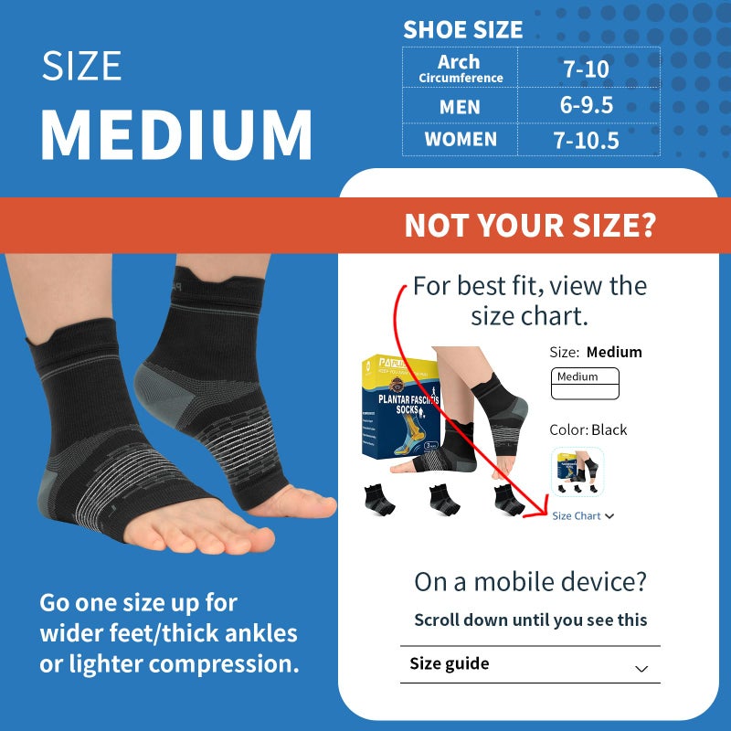 PAPLUS 3 Pairs Plantar Fasciitis Socks Women & Men - Ankle Compression Sleeve for Sprained Ankle, Heel Spur & Arch Support - Foot Brace for Achilles Tendonitis Relief, Arthritis Pain - Image 2