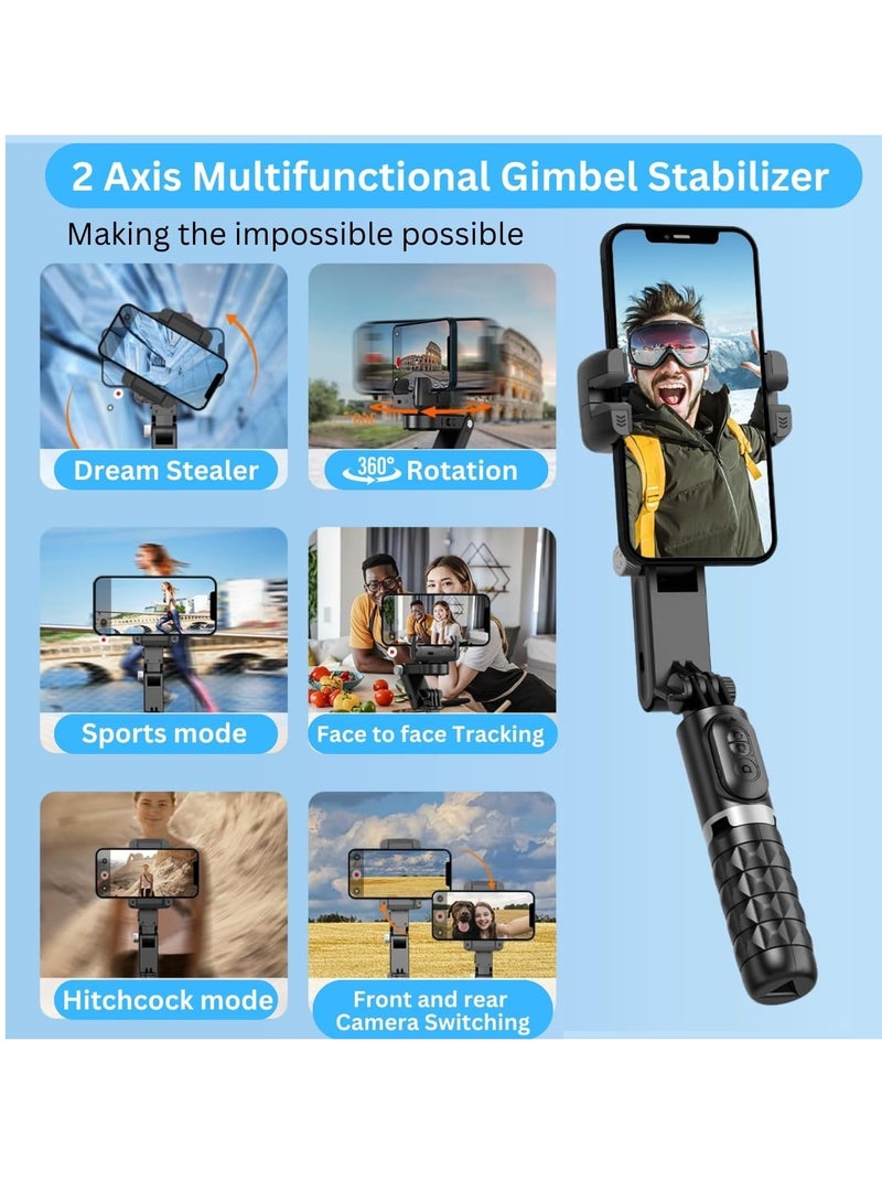 "Q18 Gimbal Stabilizer – 2-Axis Remote Control Intelligent Stabilizer for Smartphones with Auto Face Tracking and 360° Stabilization – Perfect for Vlogging, YouTube, and TikTok"  - Image 3