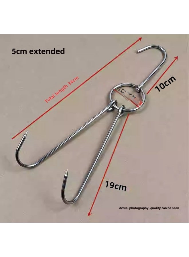Roast Duck Hook Roast Duck Hook Roast Goose Double Hook Duck Hook Commercial Hook Roast Meat Ring Large Circle Stainless Steel Shelf-Color:5cm Thick Non-magnetic Large Circle Total Length 34cm (10 Pieces)  - Image 1