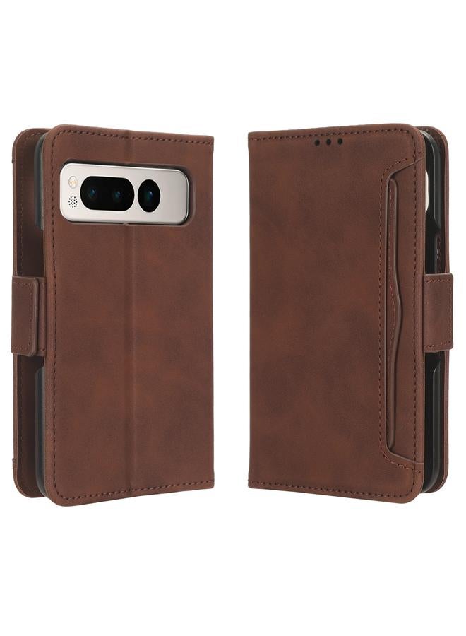 Green Tiger Case For Google Pixel Fold Skin Feel Calf Texture Card Slots Leather Phone Case  - Image 2