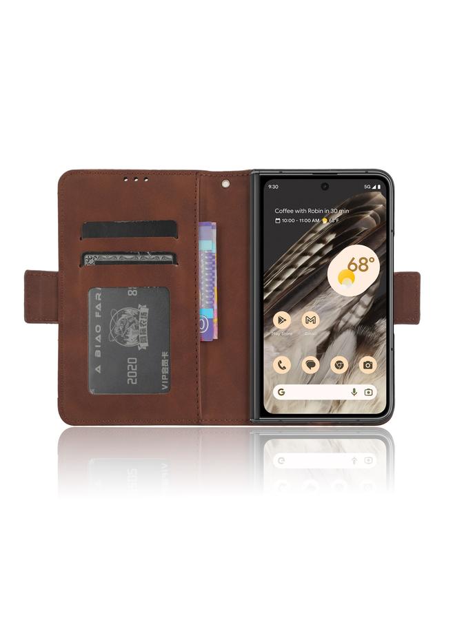 Green Tiger Case For Google Pixel Fold Skin Feel Calf Texture Card Slots Leather Phone Case  - Image 5