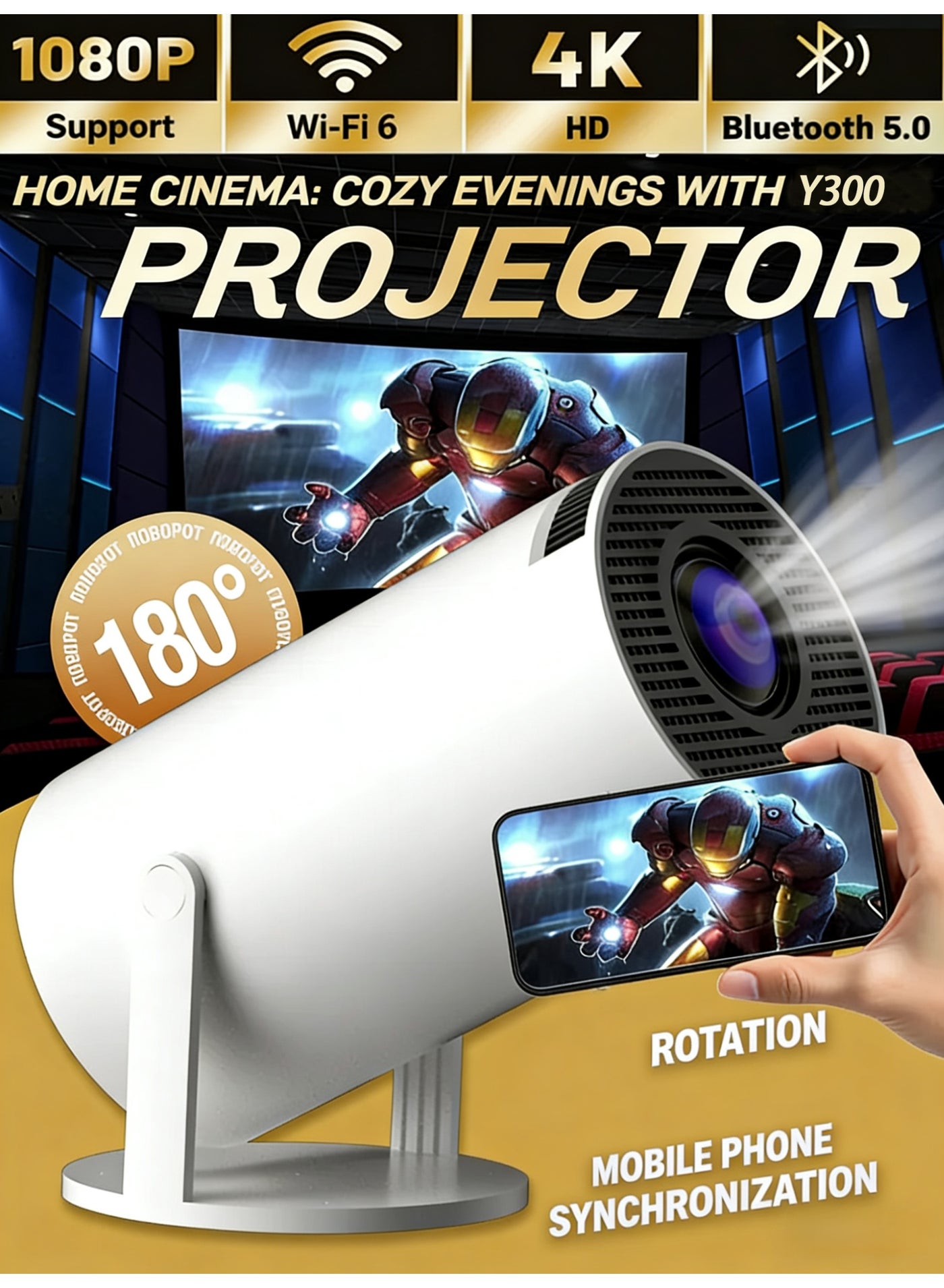 【Student Essential】Multi-Functional Smart Projector | Online Course Casting + E-Book Reading | Long-Lasting Battery Life | Portable Study Companion for Dormitories/Libraries