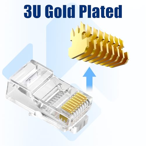 Awishwell 50-Pack Cat5e RJ45 Pass Through Connector, Cat5e RJ45 Connectors Pass Through, Cat5 Connector Ends, UTP Ethernet Connectors for Solid or Stranded Cable - Image 3