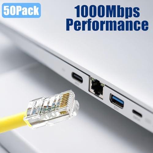 Awishwell 50-Pack Cat5e RJ45 Pass Through Connector, Cat5e RJ45 Connectors Pass Through, Cat5 Connector Ends, UTP Ethernet Connectors for Solid or Stranded Cable - Image 4