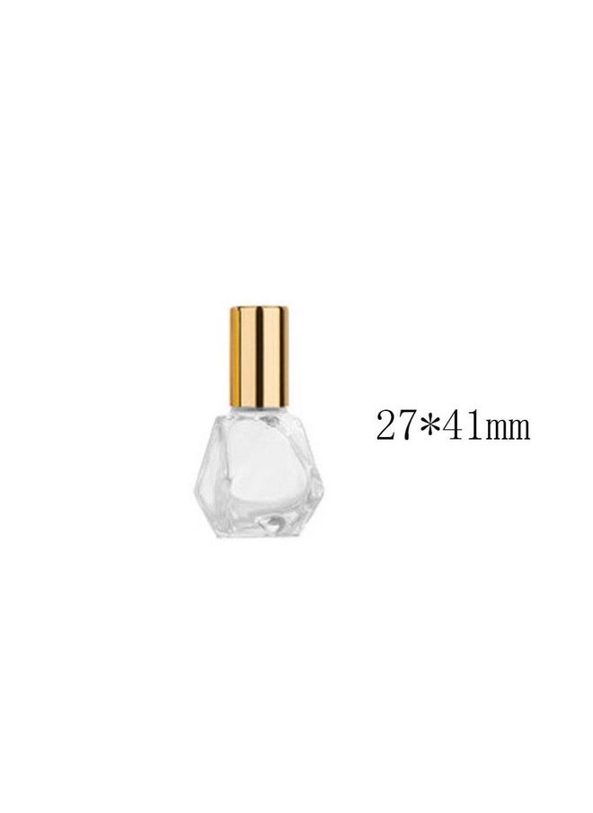 ConStore - 10 Pcs Mini Portable Polygonal Clear Glass Roller Bottle,8Ml/0.27Oz Diy Travel Essential Oil Roll On Bottle With Stainless Steel Ball Gold Cap - Image 1