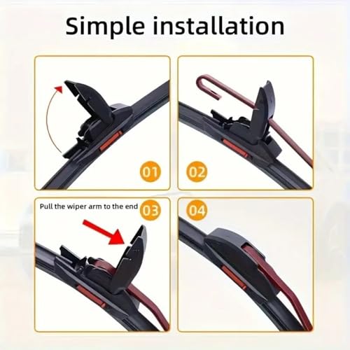 XEWOi 1pc 24" Double Strip Car Windshield Wiper Blade with Pair of Wiper Hole Protector Pad, Wipers Rubber for Car, Universal Frameless Wiper Blades, Cars Accessories for Rain, Summer, Snow, Fog,Dust - Image 3