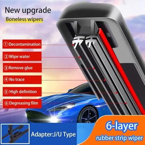 XEWOi 1pc 24" Double Strip Car Windshield Wiper Blade with Pair of Wiper Hole Protector Pad, Wipers Rubber for Car, Universal Frameless Wiper Blades, Cars Accessories for Rain, Summer, Snow, Fog,Dust - Image 4