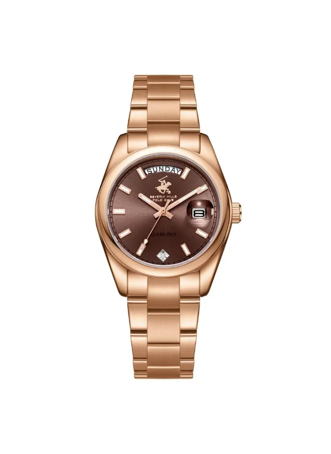 BEVERLY HILLS POLO CLUB BEVERLY HILLS POLO CLUB BP3709X.460 Women's Analog Display Watch & Metal Strap Rose Gold