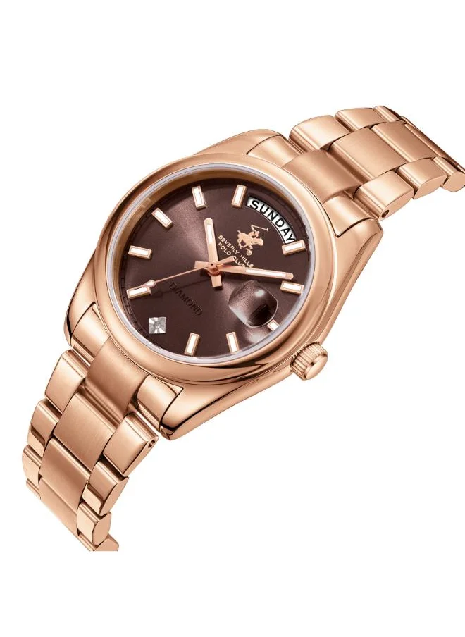 BEVERLY HILLS POLO CLUB BEVERLY HILLS POLO CLUB BP3709X.460 Women's Analog Display Watch & Metal Strap Rose Gold