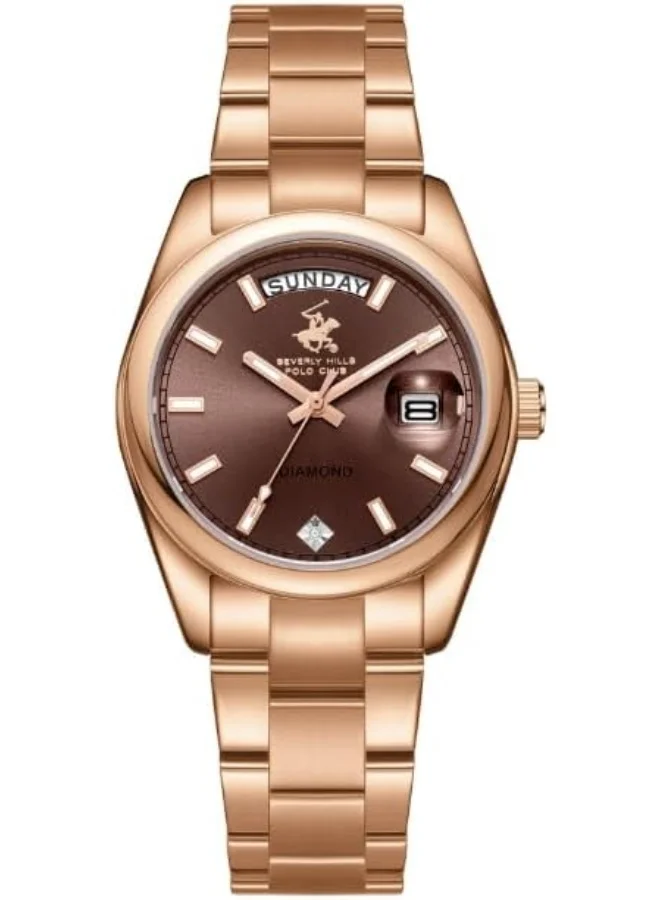 بيفرلي هيلز بولو كلوب BEVERLY HILLS POLO CLUB BP3709X.460 Women Analog Display Watch & Metal Strap Rose Gold