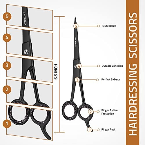 Utopia Care Hair Cutting and Hairdressing Scissors 6.5 Inch, Premium Stainless Steel shears with smooth Razor & Sharp Edge Blades, for Salons, Professional Barbers, Black - Image 2