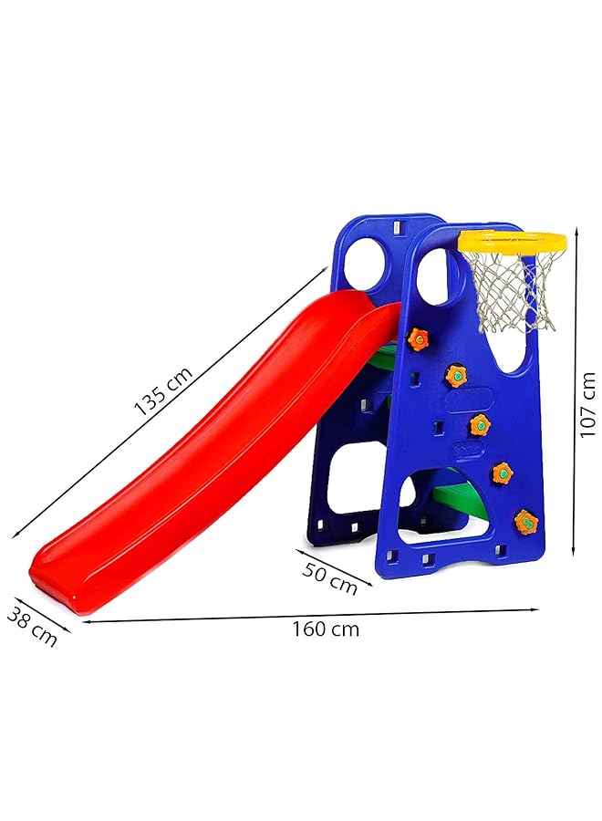 ويبي منزلق حديقة أطفال قابل للطي فاخر مع حلقة كرة سلة قابلة لتعديل الارتفاع للأطفال - Image 2