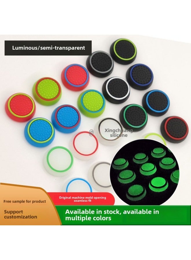 PS5 Luminous Rocker Cap PS4 XBO Xone Two-color Silicone Collar Mushroom Head Gamepad Key Cap-Product Color:Blue Base/Green Circle - Image 2