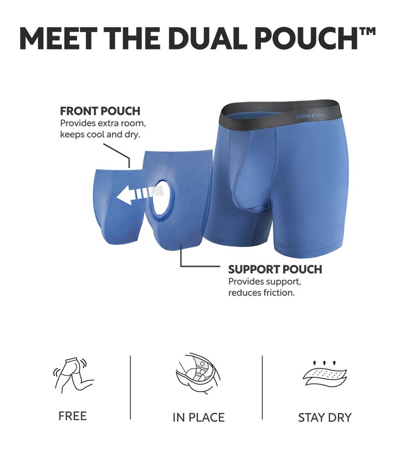 Separatec Mens Underwear with Pouch Moisture Wicking Rayon Made From Bamboo Underwear Men Breathable Boxer Briefs 3 or 6 Pack(L, Navy Blue/Moonlight Blue/Heather Gray) - Image 2