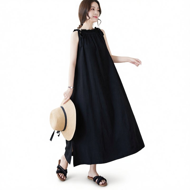 Watercolor Print Halter Neck Tie Back Long Dress - Image 3