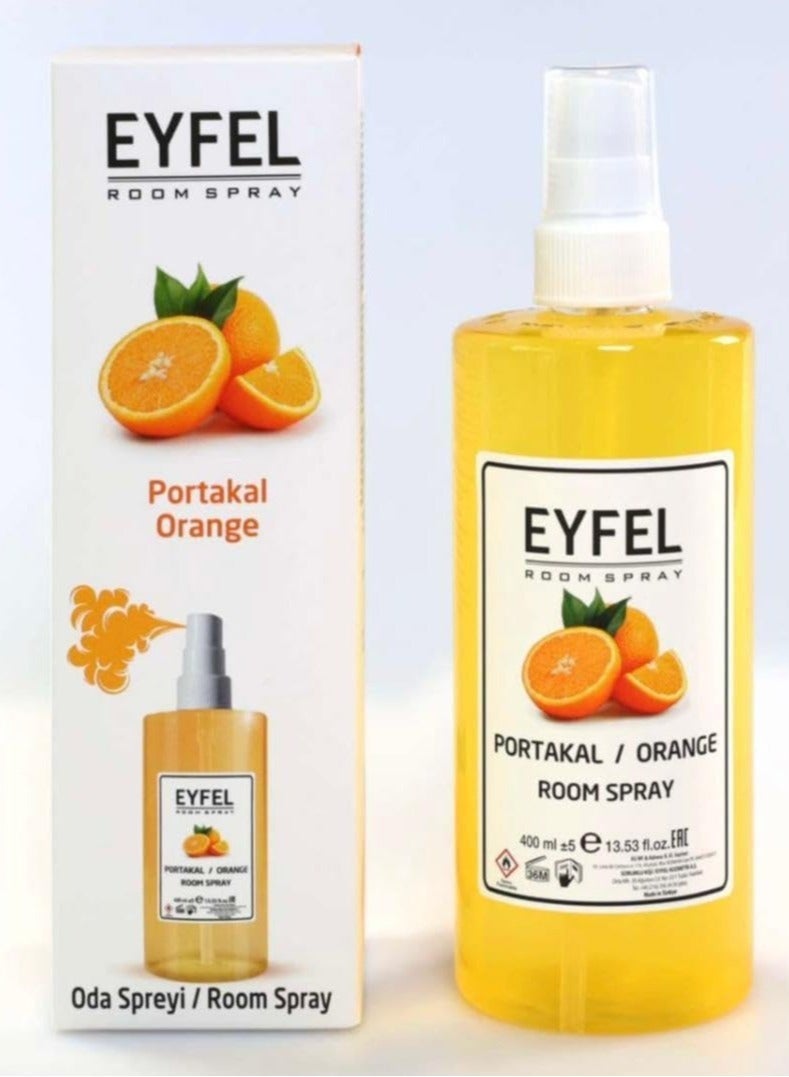 Eyfel Orange Scented Room Spray Air Freshener – Long-Lasting Aroma, 400ml | Premium Essential Oils for Home & Office - Image 1